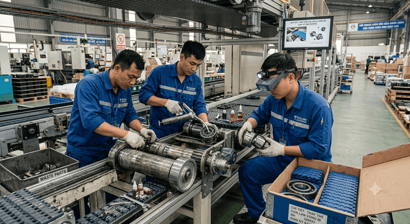 bảo trì định kỳ cho hệ thống băng tải