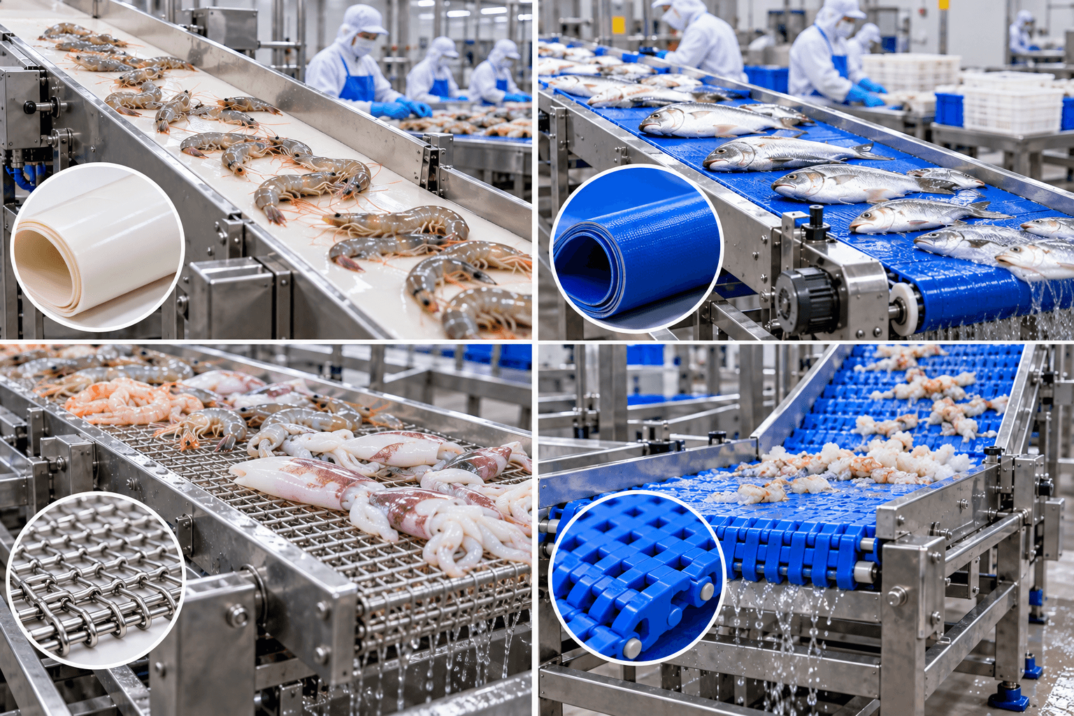 Các loại băng tải thủy sản phổ biến