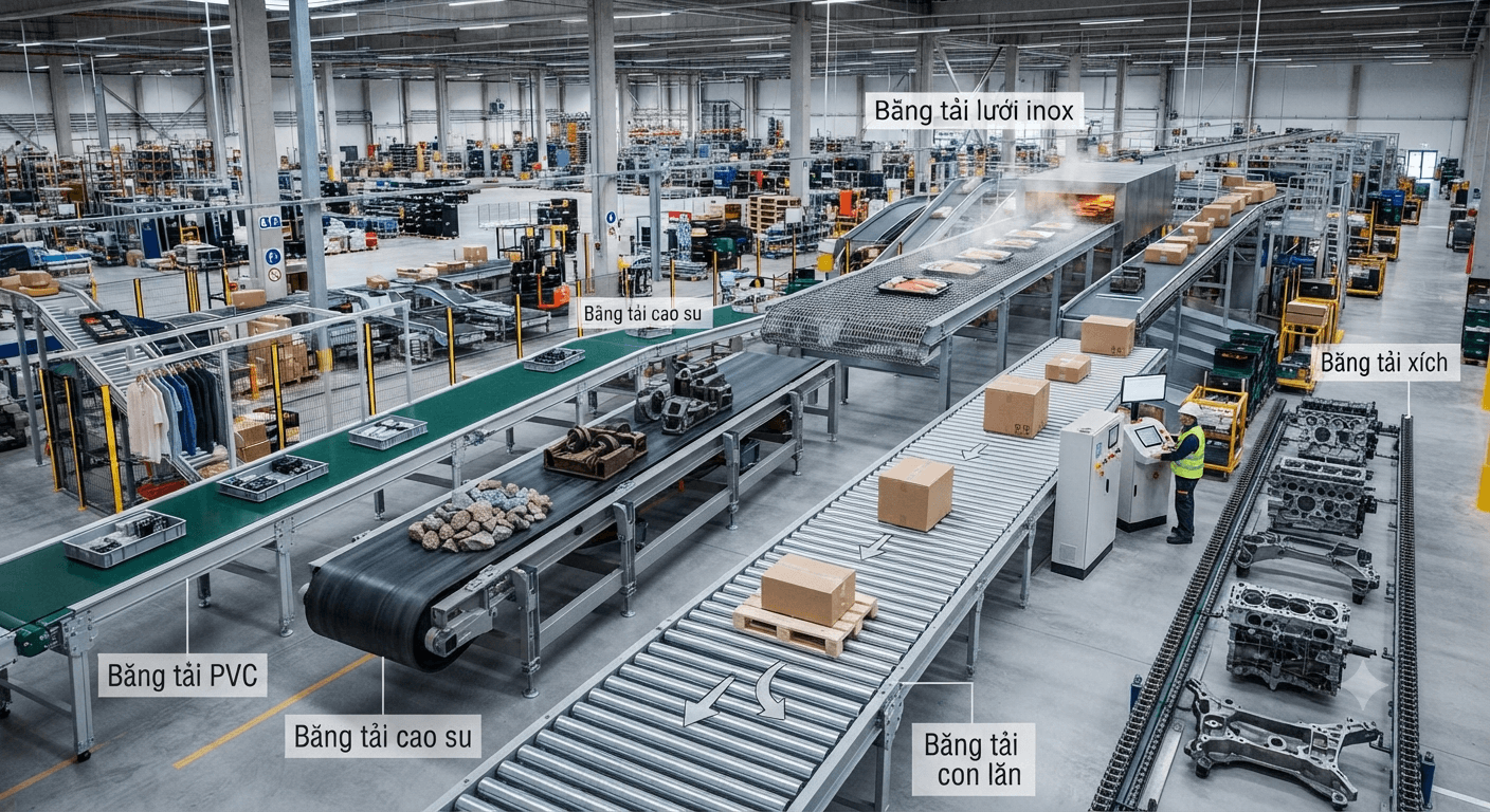 các loại băng tải và băng chuyền công nghiệp