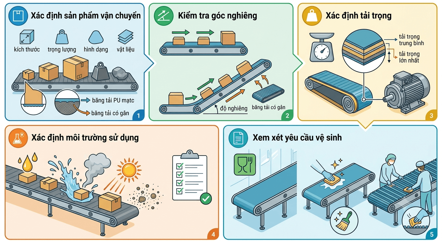 Cách chọn băng tải PU phù hợp