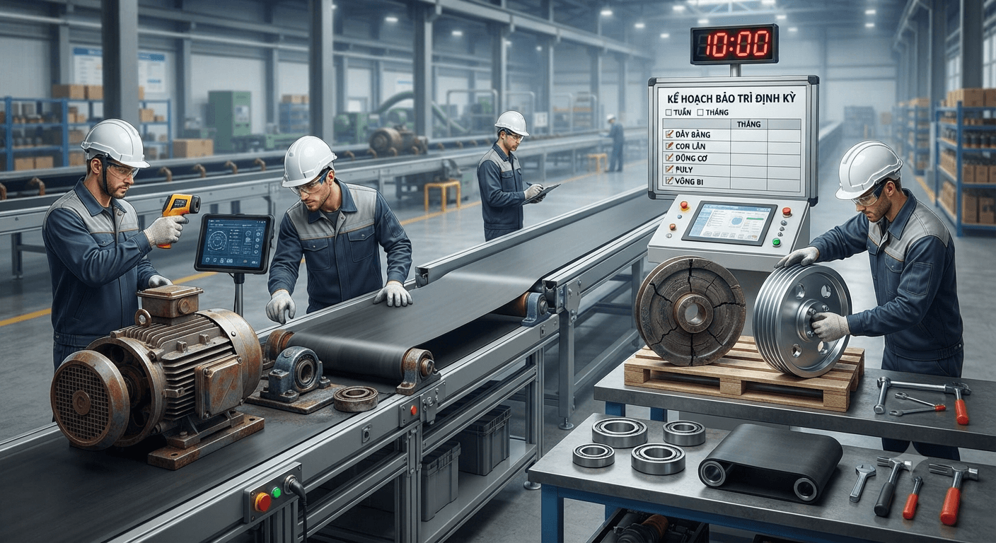 Cách khắc phục hư hỏng băng tải hiệu quả