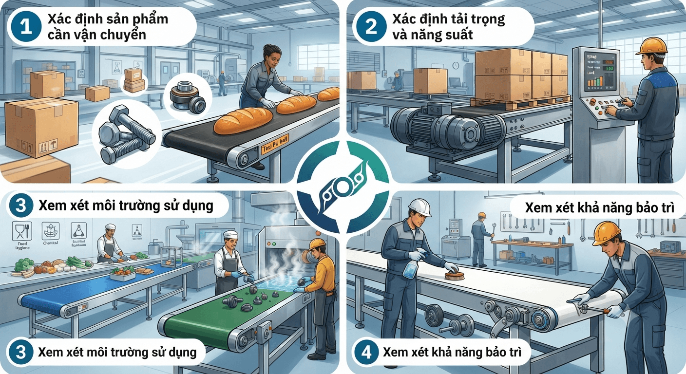 Cách lựa chọn băng tải PU và PVC phù hợp