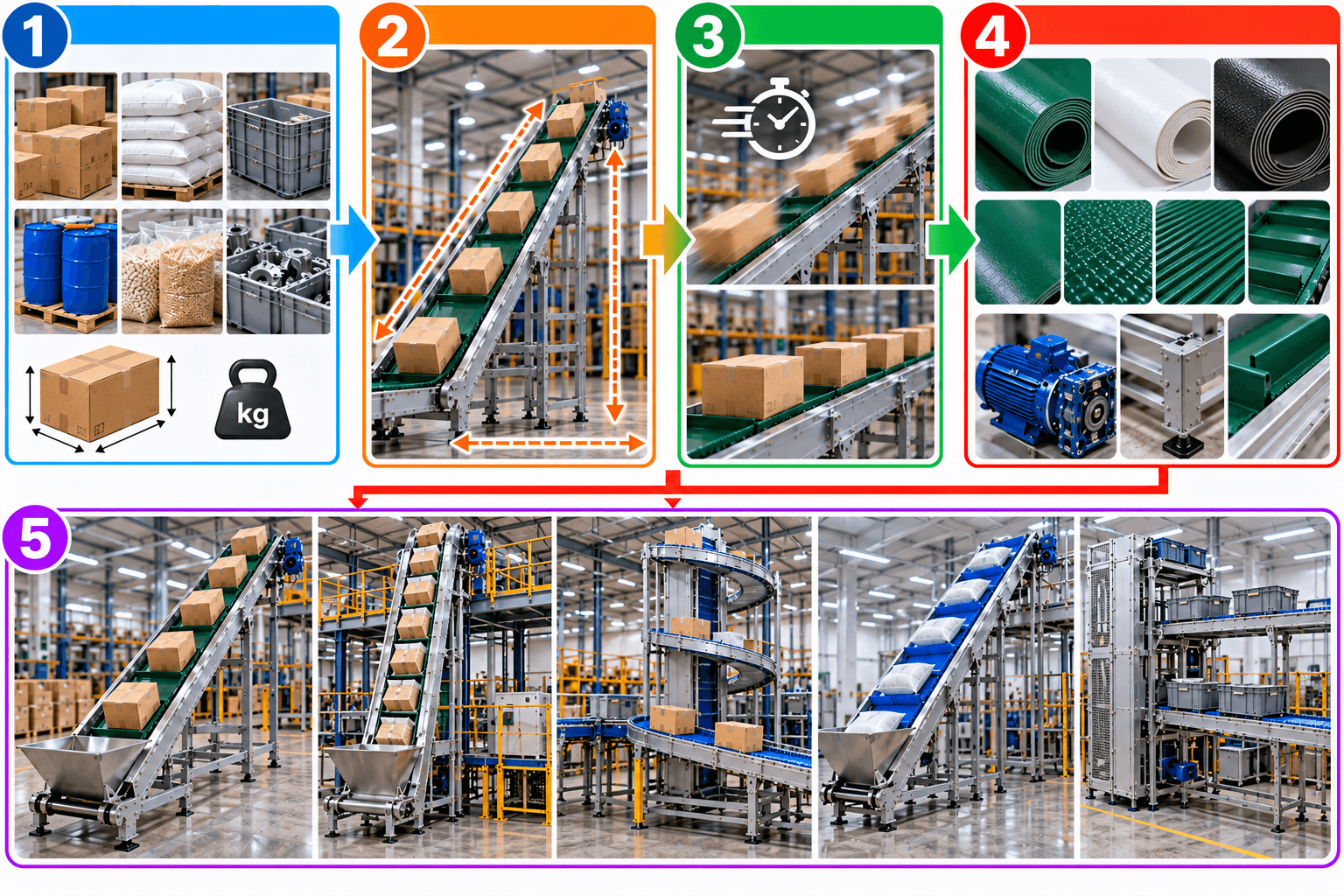 Cách lựa chọn băng tải nâng hàng phù hợp