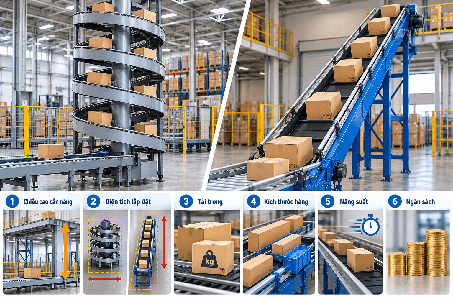 Cách lựa chọn giữa băng tải xoắn ốc và băng tải nghiêng