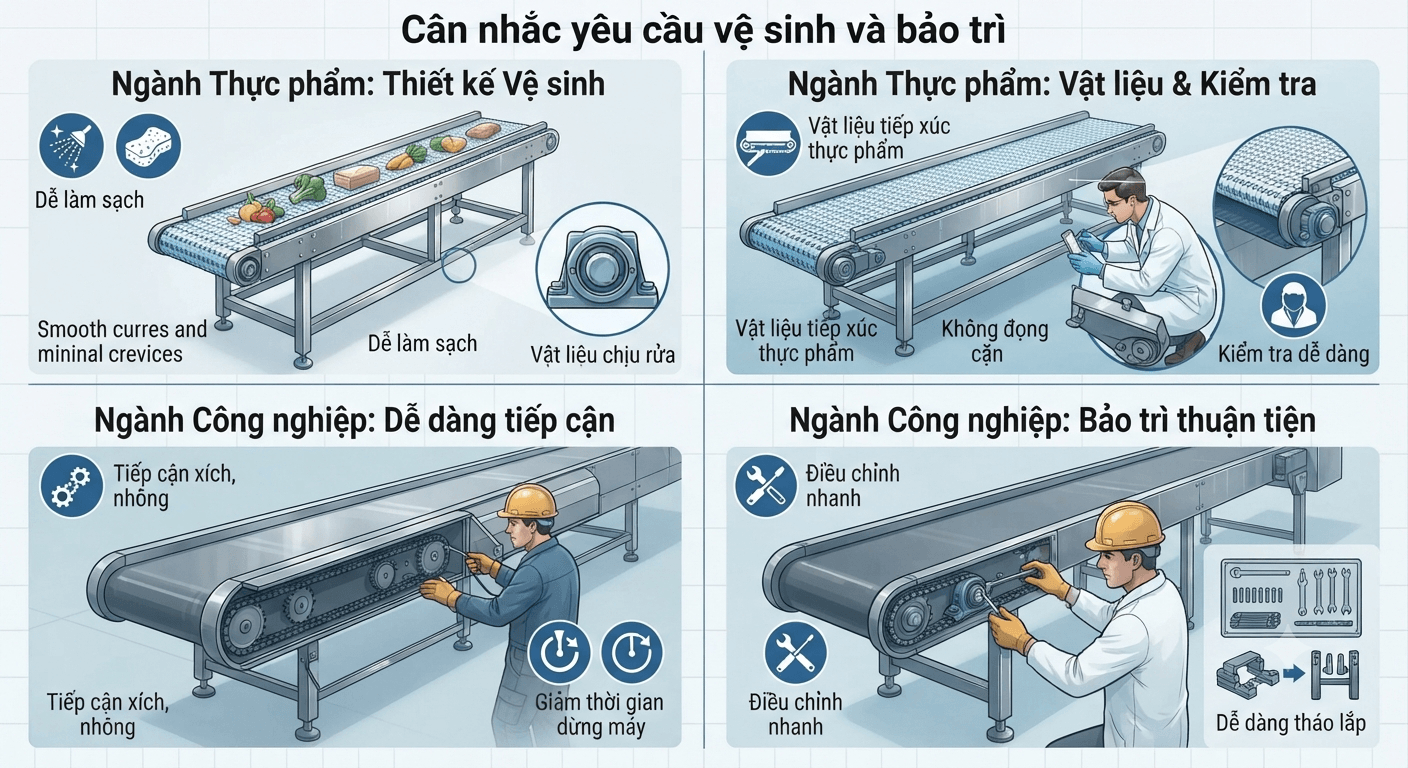 Cân nhắc yêu cầu vệ sinh và bảo trì