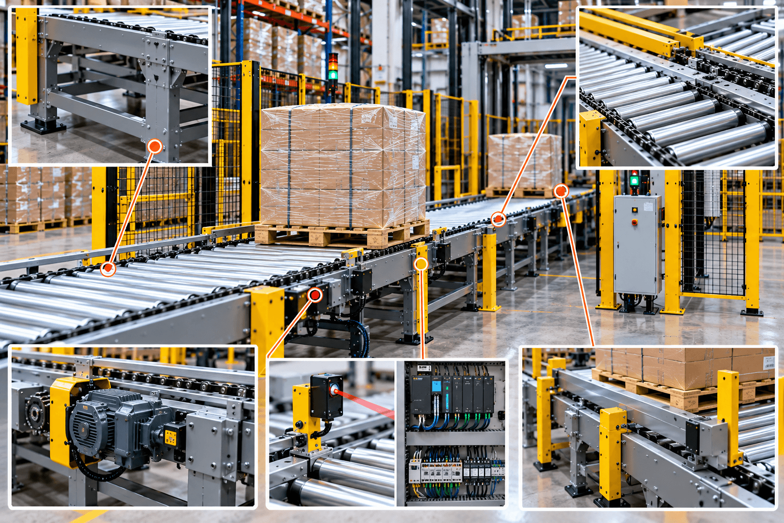Cấu tạo của băng tải pallet công nghiệp