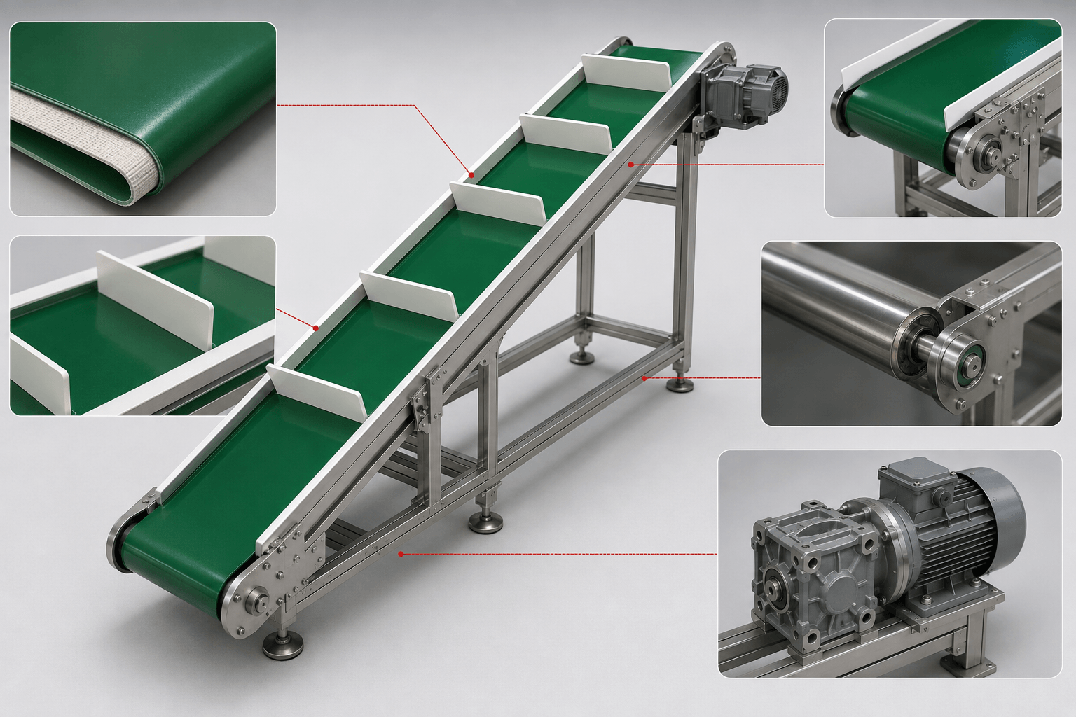 Cấu tạo của băng tải PVC có vách ngăn