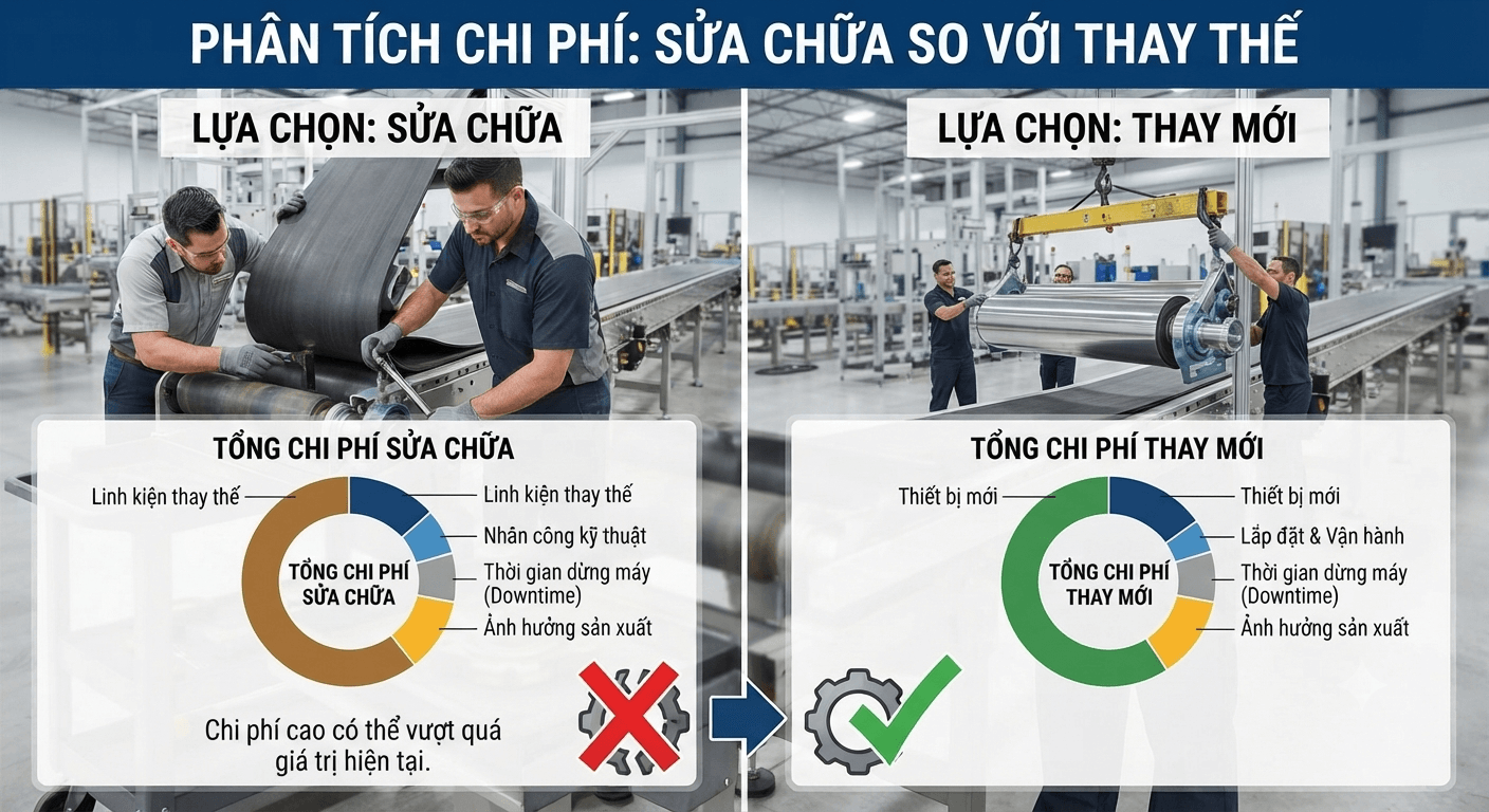 chi phí sửa chữa băng tải