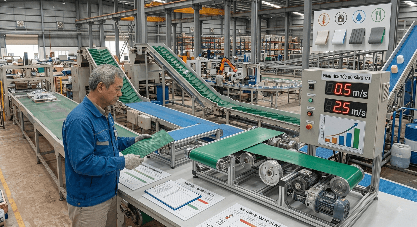 Cách chọn băng tải PVC dựa trên tốc độ vận chuyển