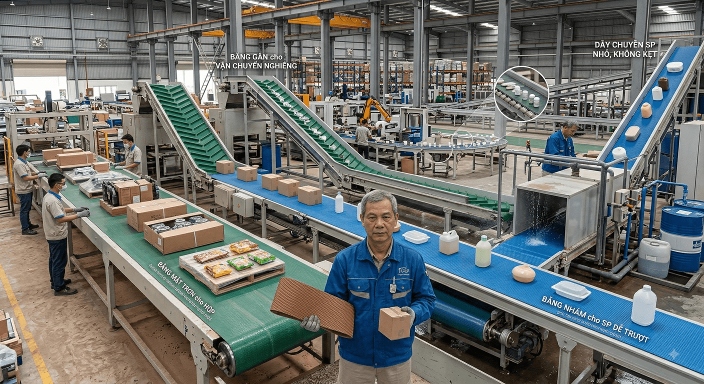 Chọn băng tải PVC theo loại sản phẩm