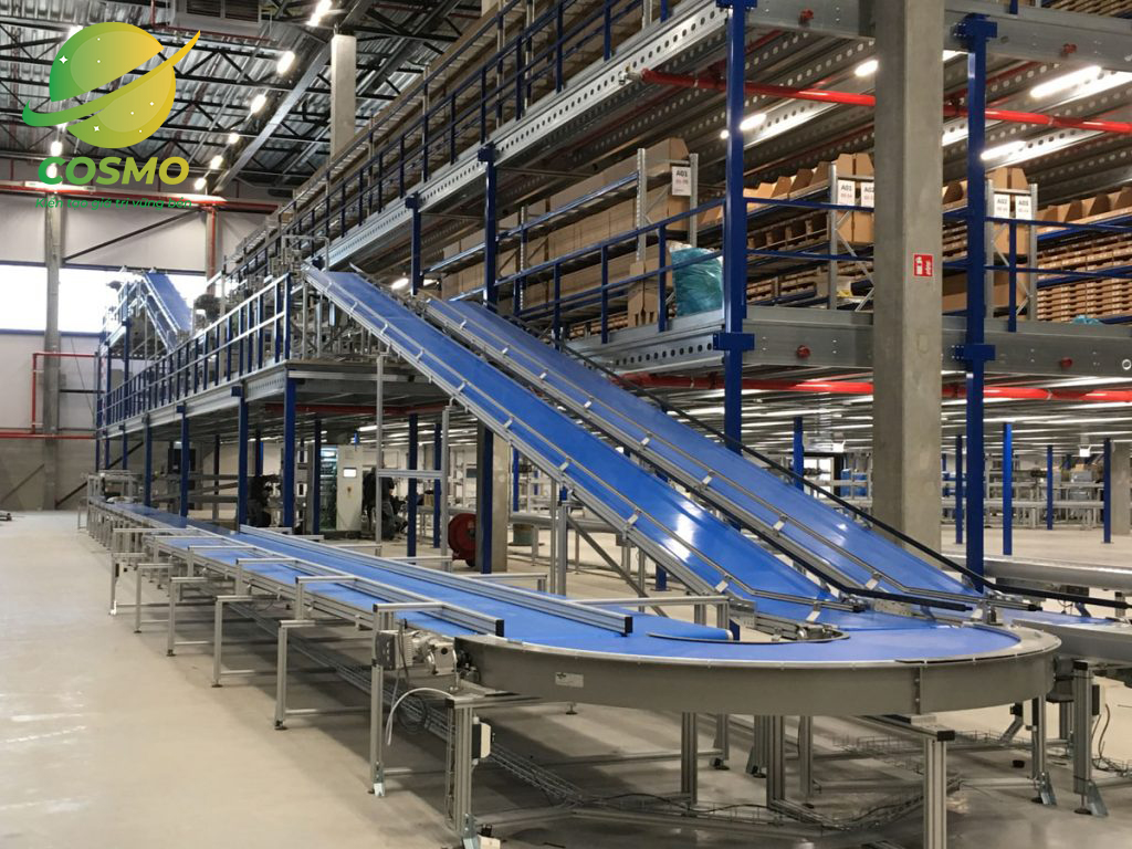 Băng tải chuyền cong: Giải pháp tối ưu cho dây chuyền sản xuất hiện đại