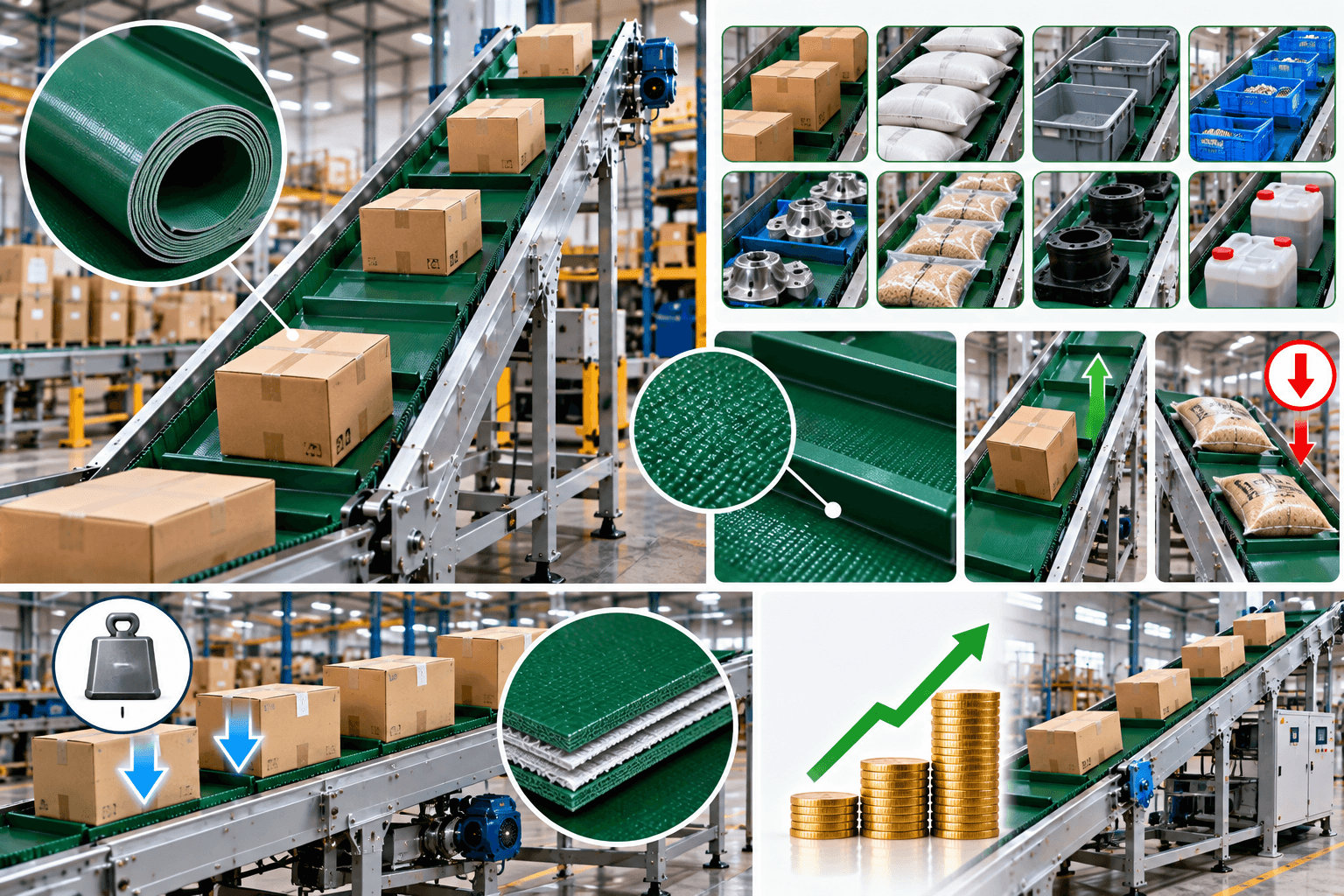 Đặc điểm của băng tải nghiêng PVC
