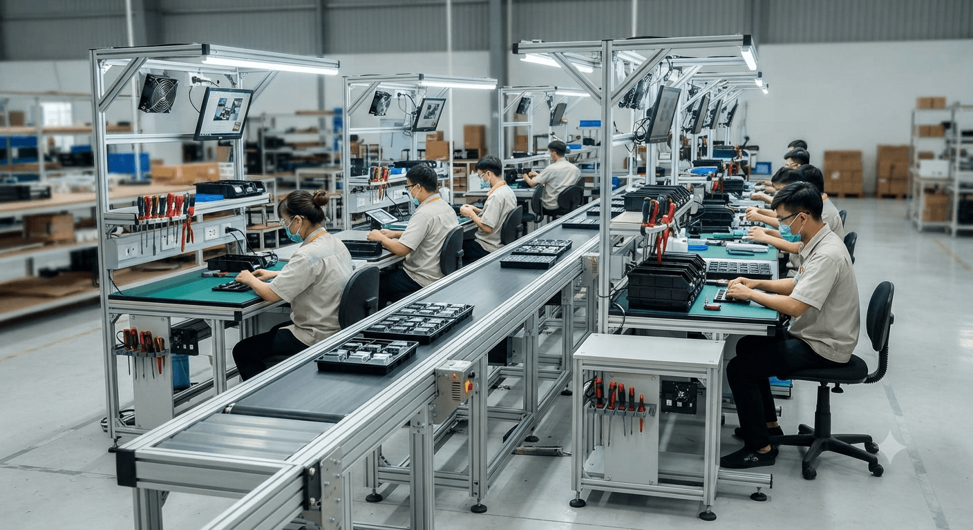 Đặc điểm nổi bật của băng tải có bàn thao tác