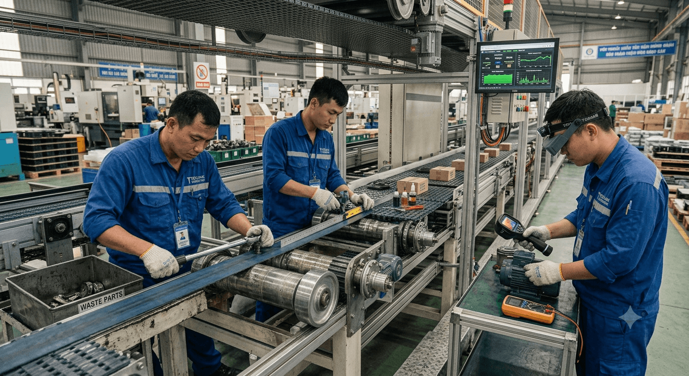 duy trì hiệu suất hoạt động cho hệ thống băng tải