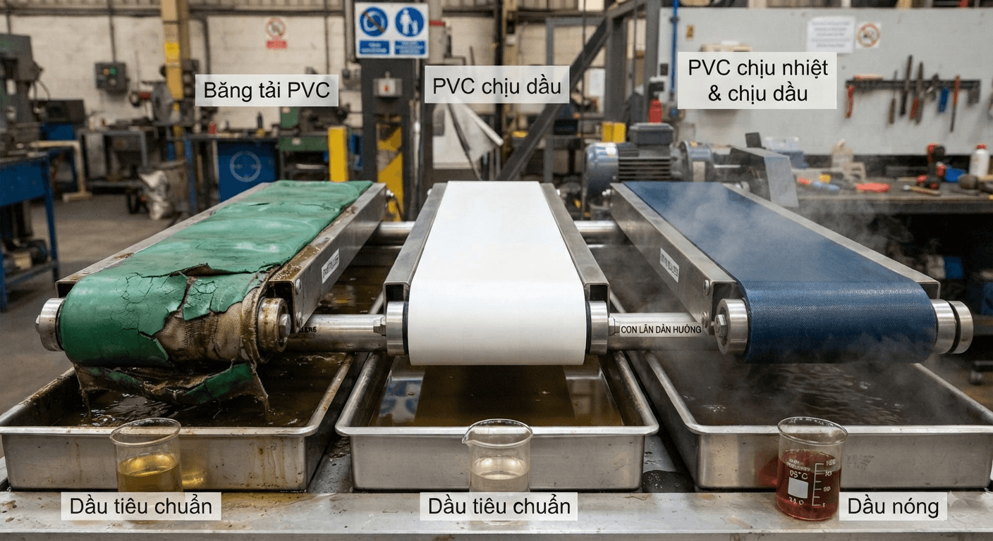 Khả năng chống dầu của băng tải PVC