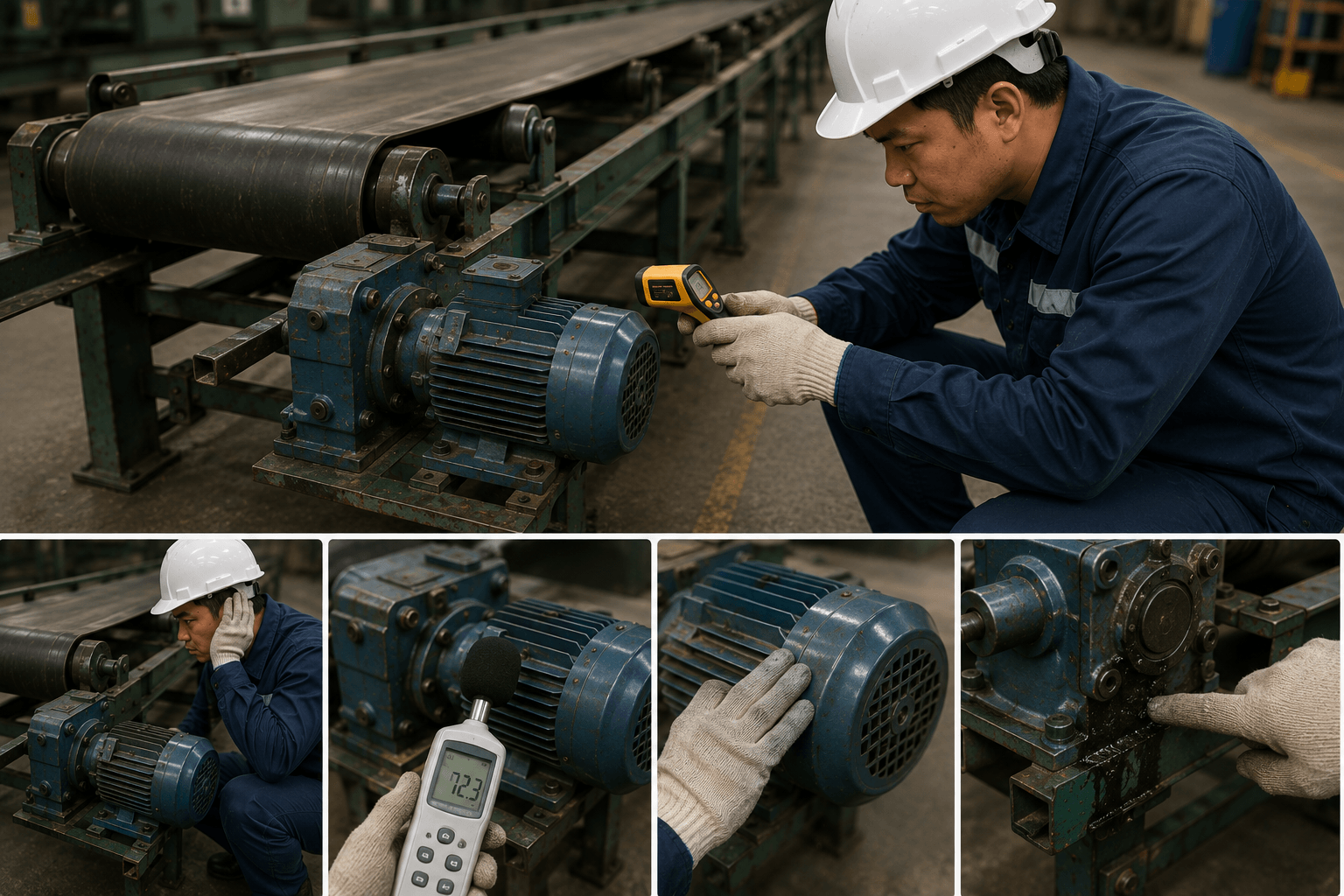 kiểm tra hộp giảm tốc của băng tải