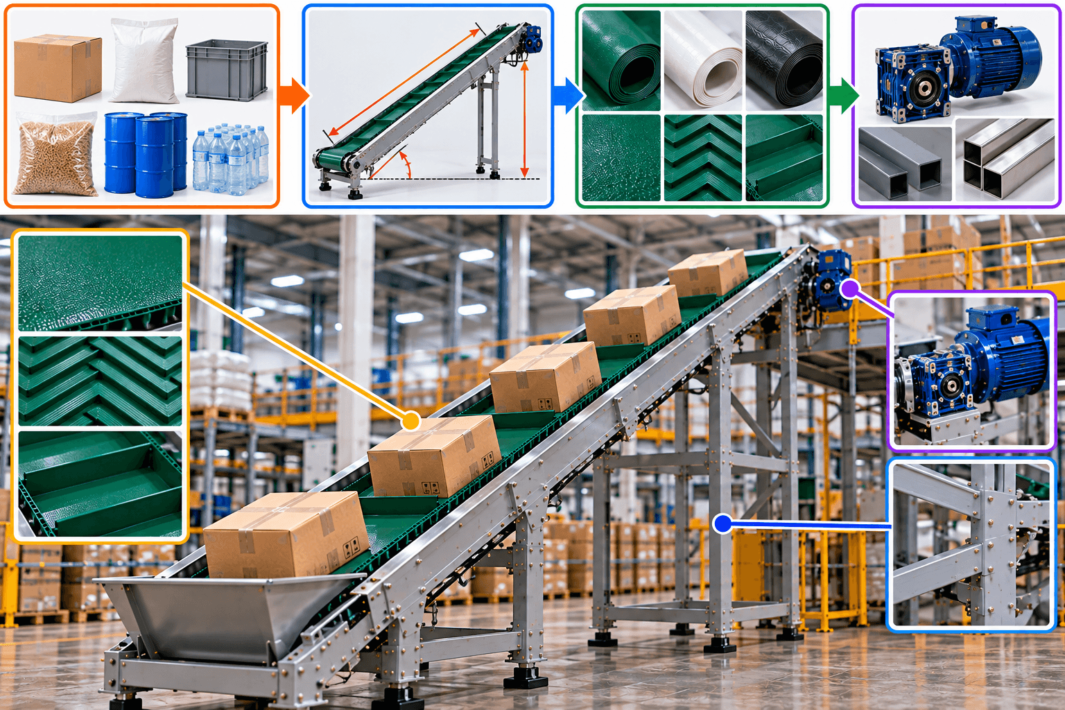 Kinh nghiệm chọn băng tải nghiêng phù hợp