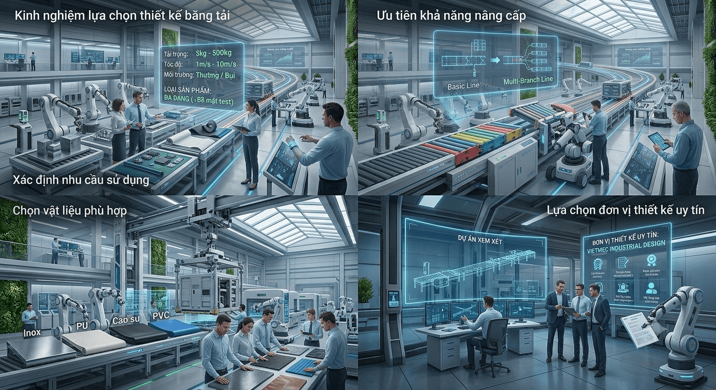 kinh nghiệm lựa chọn thiết kế băng tải