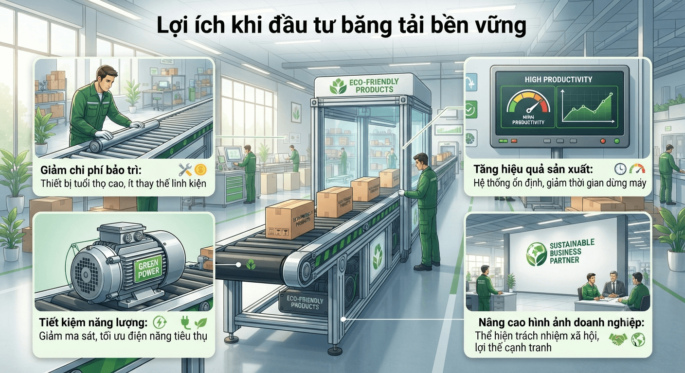 lợi ích khi đầu tư băng tải bền vững