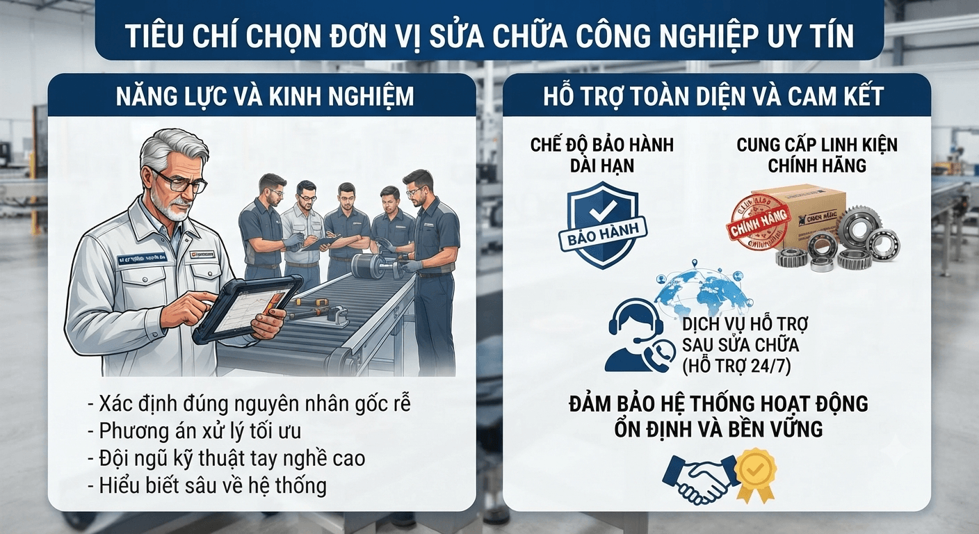 lựa chọn đơn vị uy tín sửa chữa băng tải