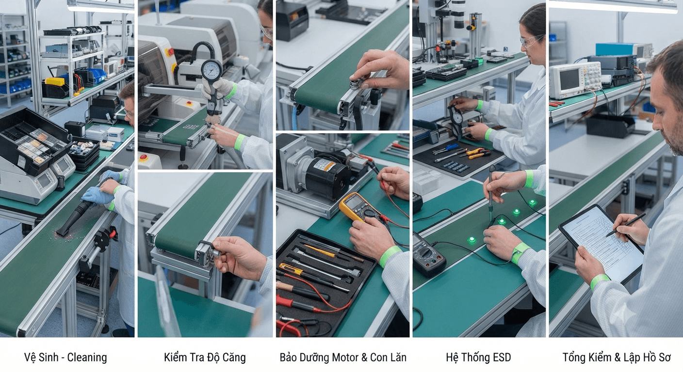 Lưu ý khi sử dụng băng tải mini điện tử