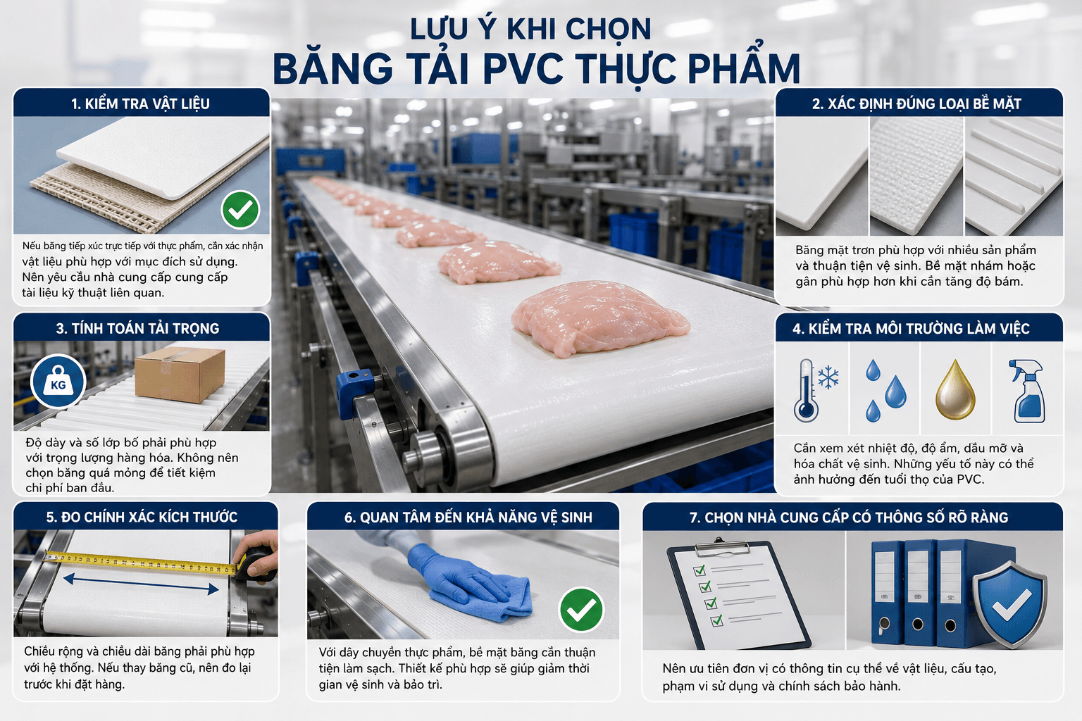 Lưu ý khi chọn băng tải PVC thực phẩm