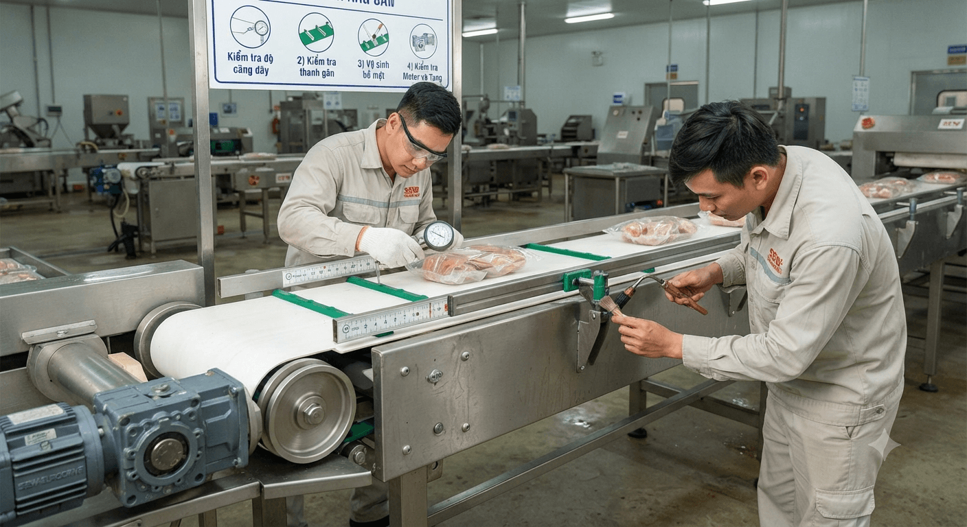 Những lưu ý khi sử dụng băng tải PU dán gân