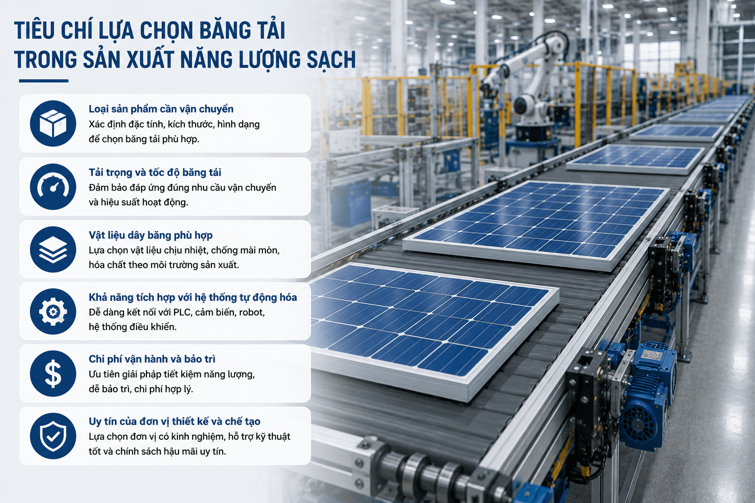 tiêu chí lựa chọn băng tải trong sản xuất
