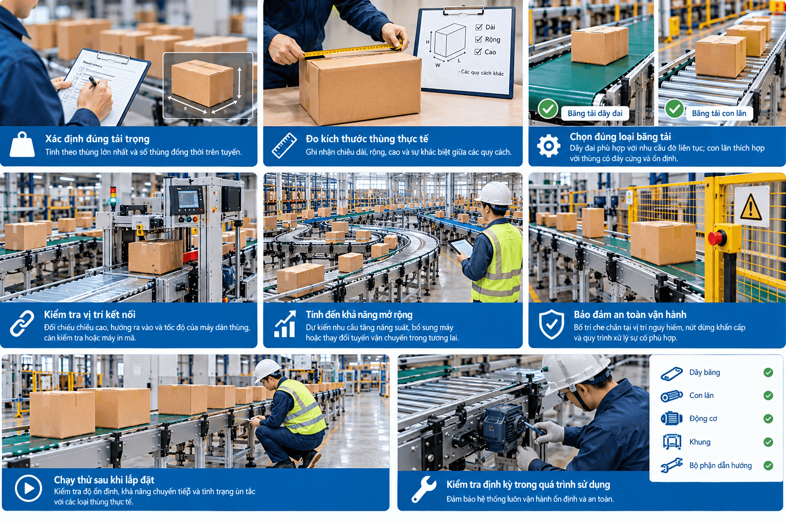 Lưu ý khi lựa chọn và lắp đặt băng tải thùng carton