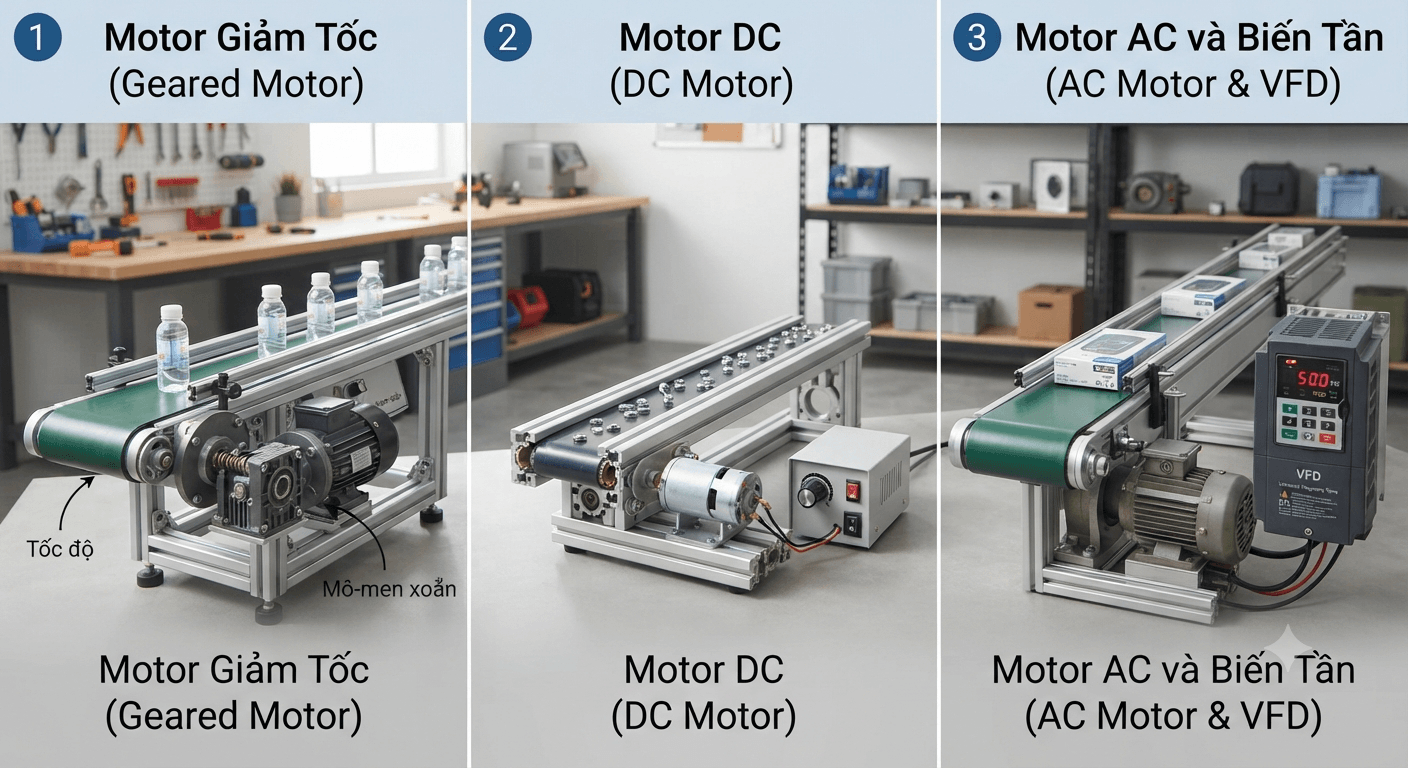 Motor sử dụng cho băng tải mini điều chỉnh tốc độ