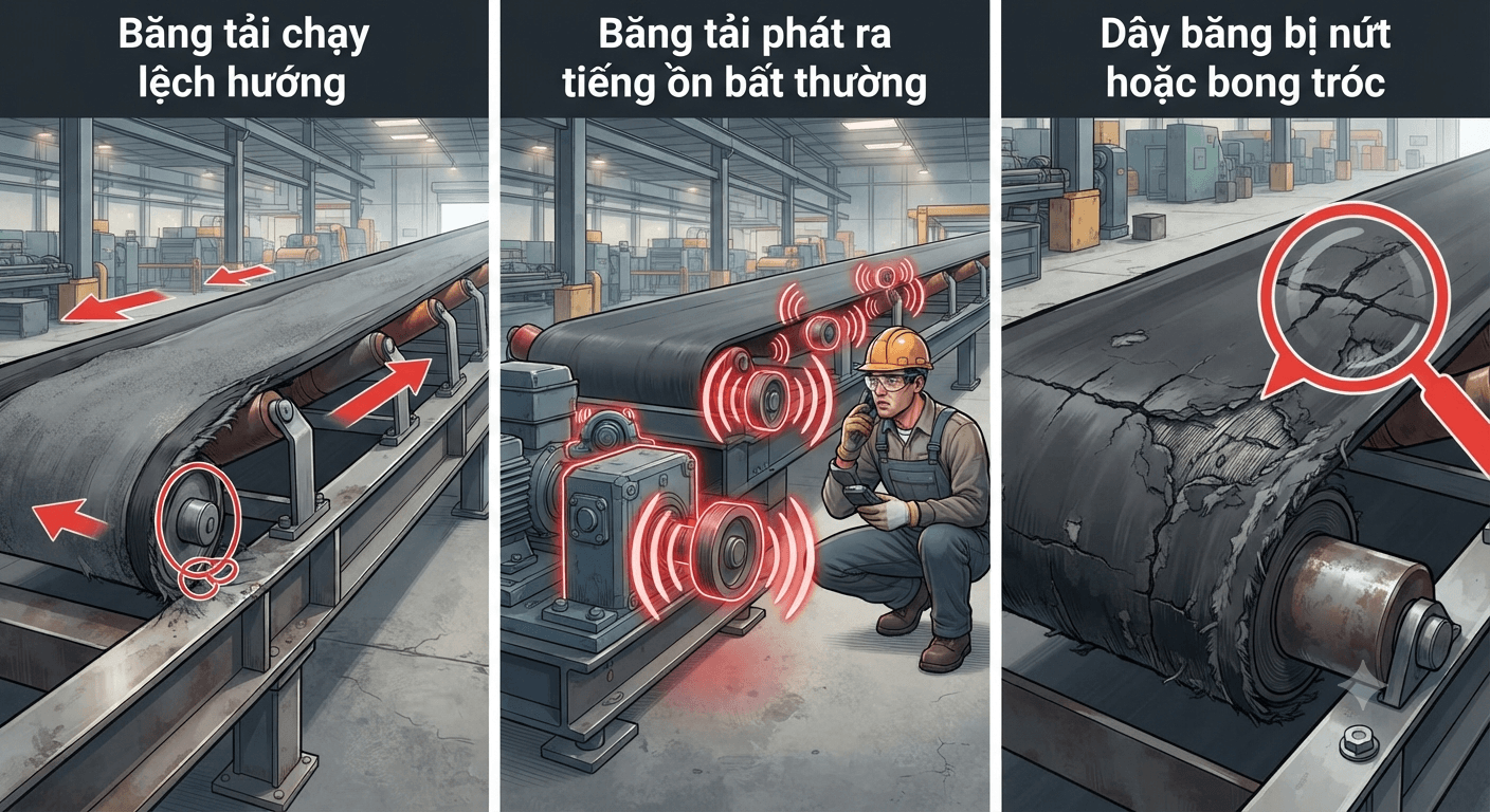 Những dấu hiệu cho thấy băng tải đang gặp vấn đề