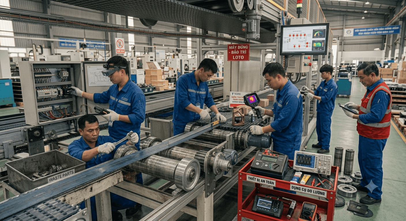 những hạng mục cần kiểm tra khi thực hiện bảo trì băng tải