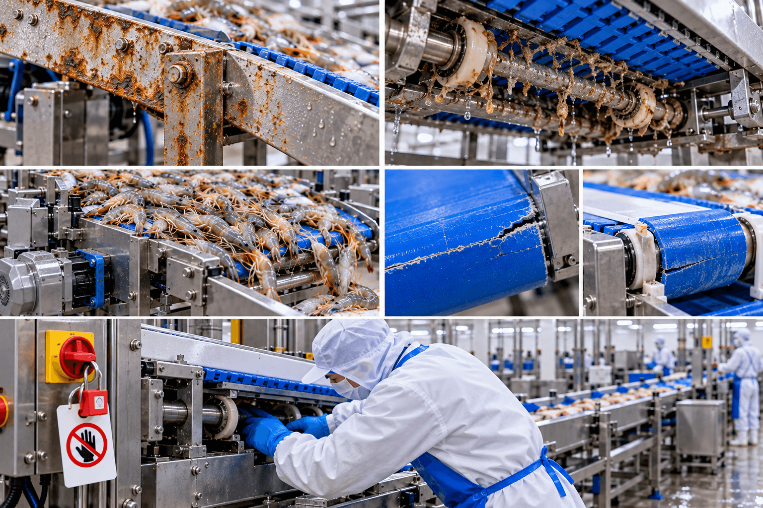 Những lỗi thường gặp khi sử dụng băng tải thủy sản