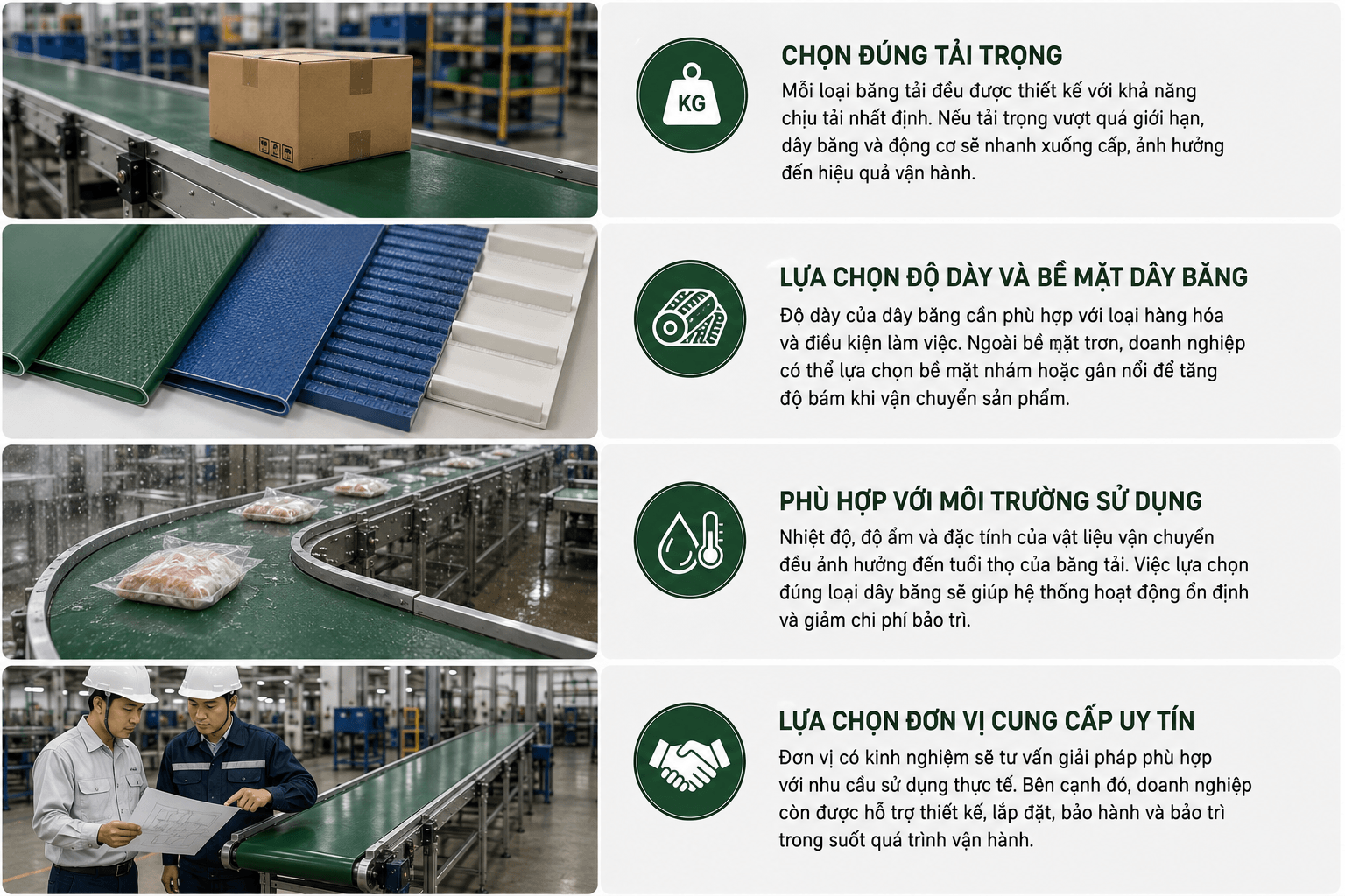 Những lưu ý khi lựa chọn băng tải PVC