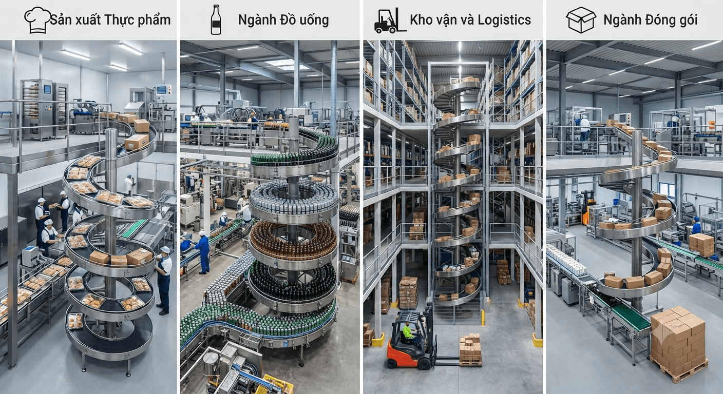 Những ngành hưởng lợi rõ rệt khi sử dụng băng tải xoắn ốc