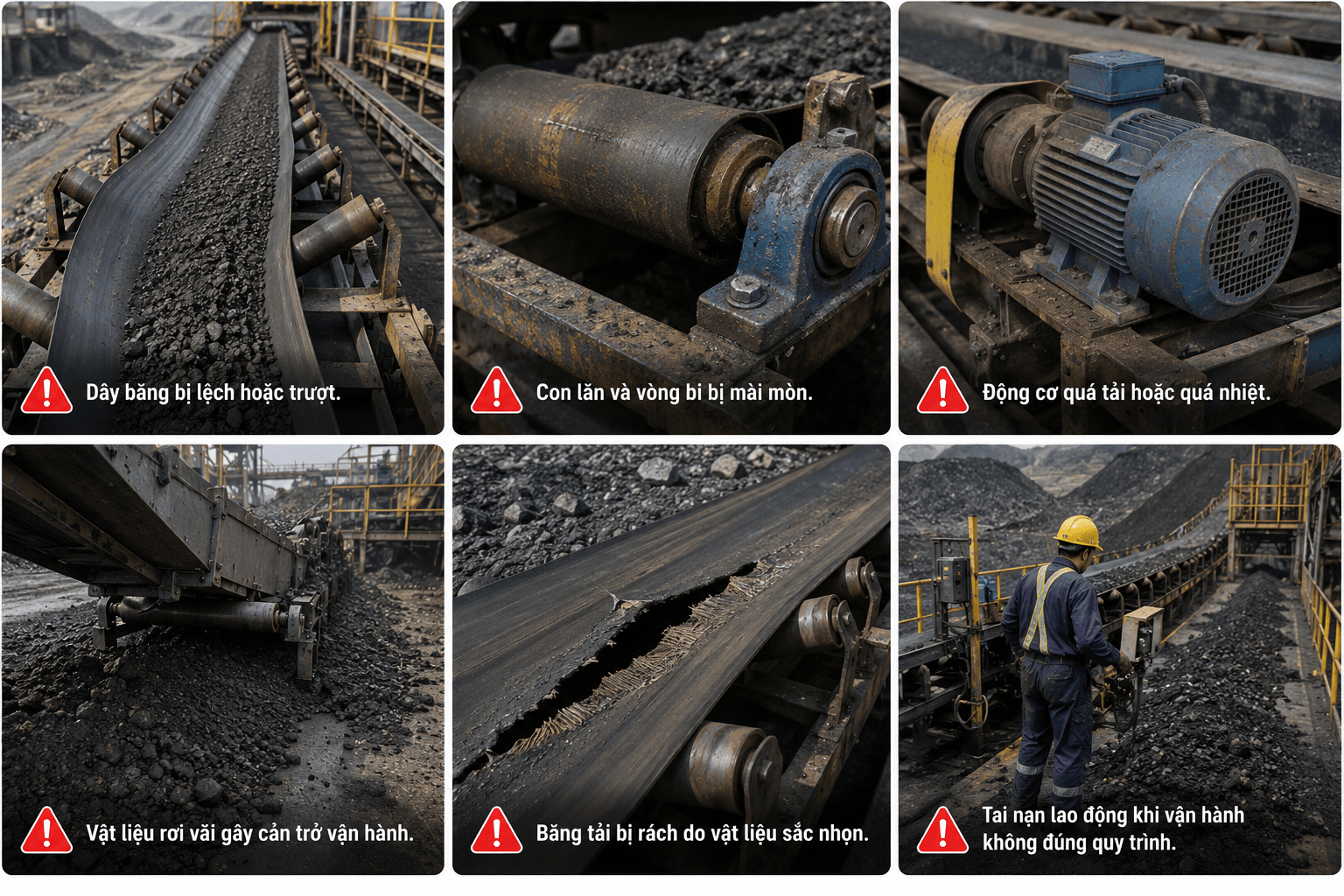 những nguy cơ khi vận hành băng tải khai thác mỏ