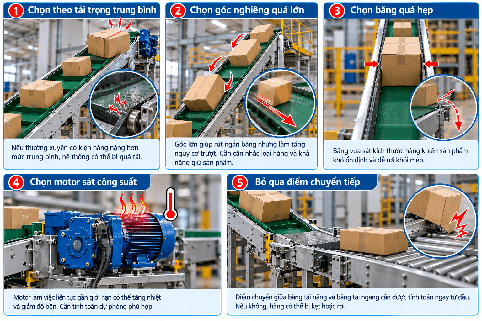 Những sai lầm khi chọn băng tải nâng hàng