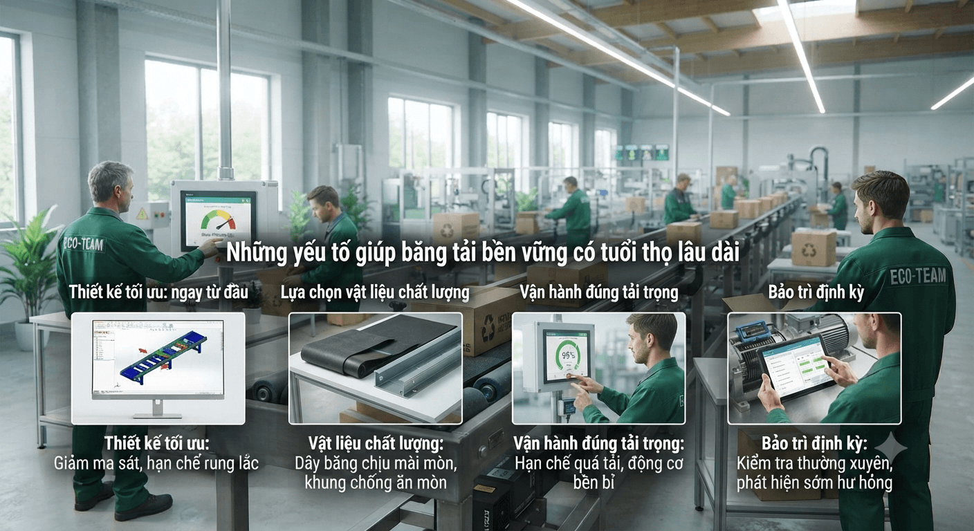 những yếu tố giúp băng tải bền vững có tuổi thọ lâu dài