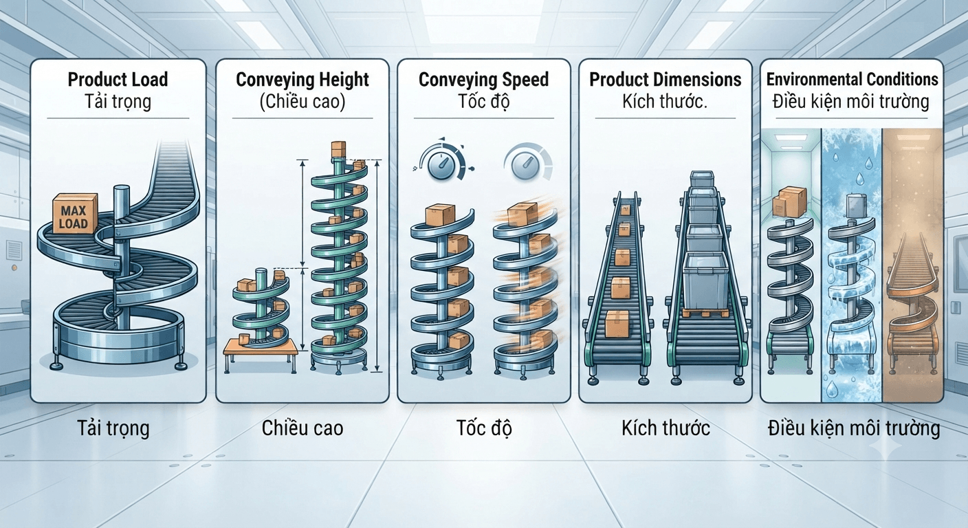 Những yếu tố quyết định hiệu quả của băng tải xoắn ốc