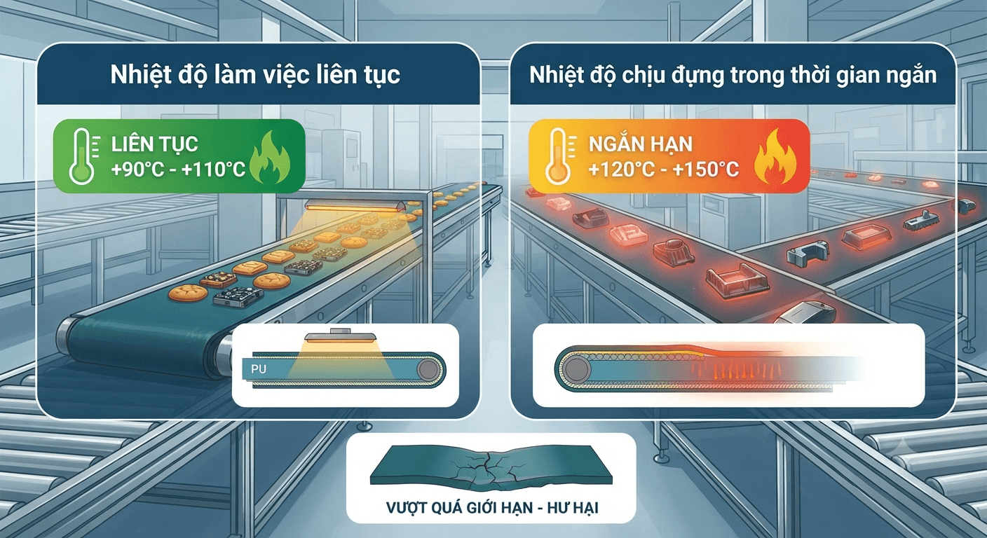 Băng tải PU chịu nhiệt có khả năng chịu nhiệt như thế nào?