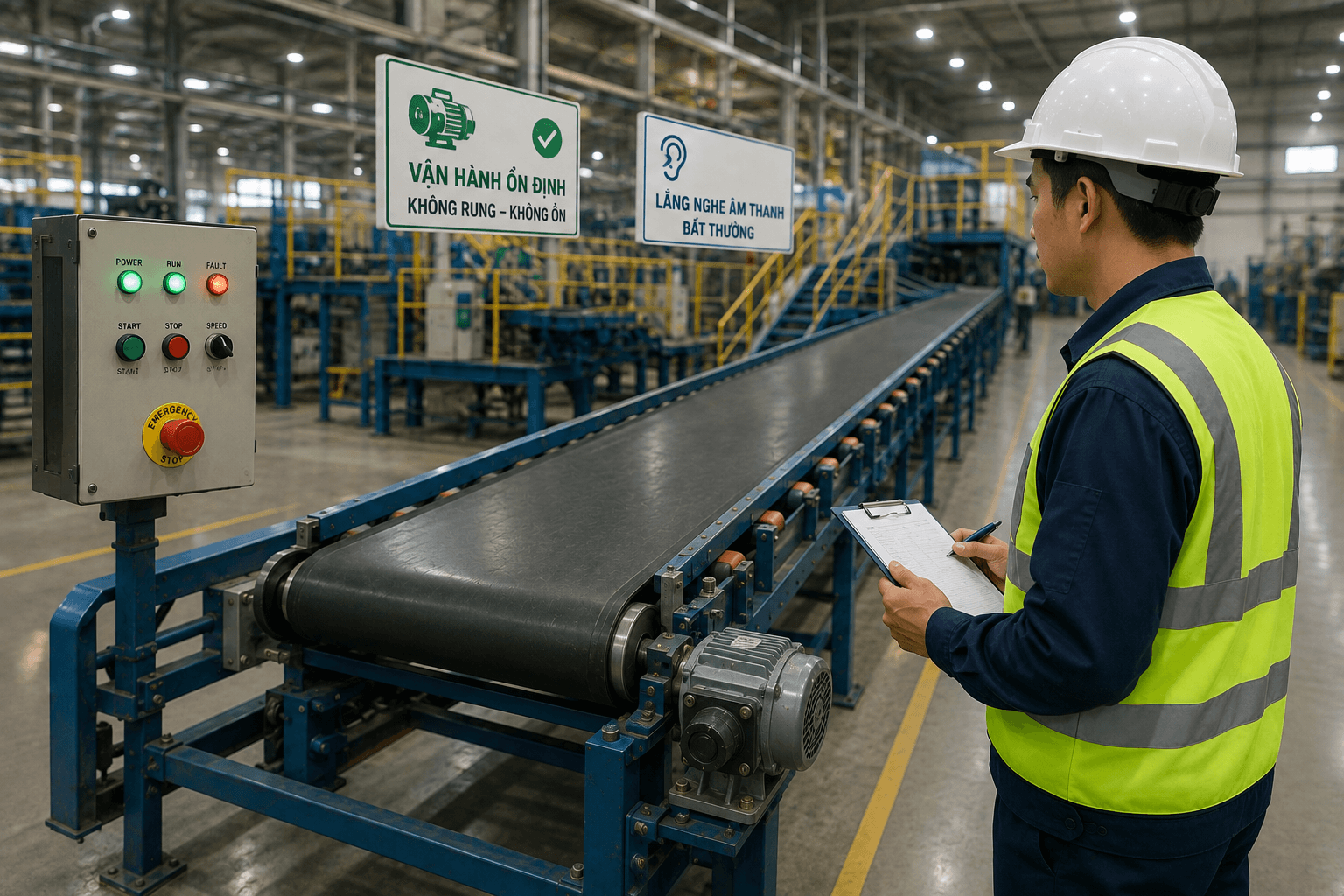 quan sát hoạt động băng tải