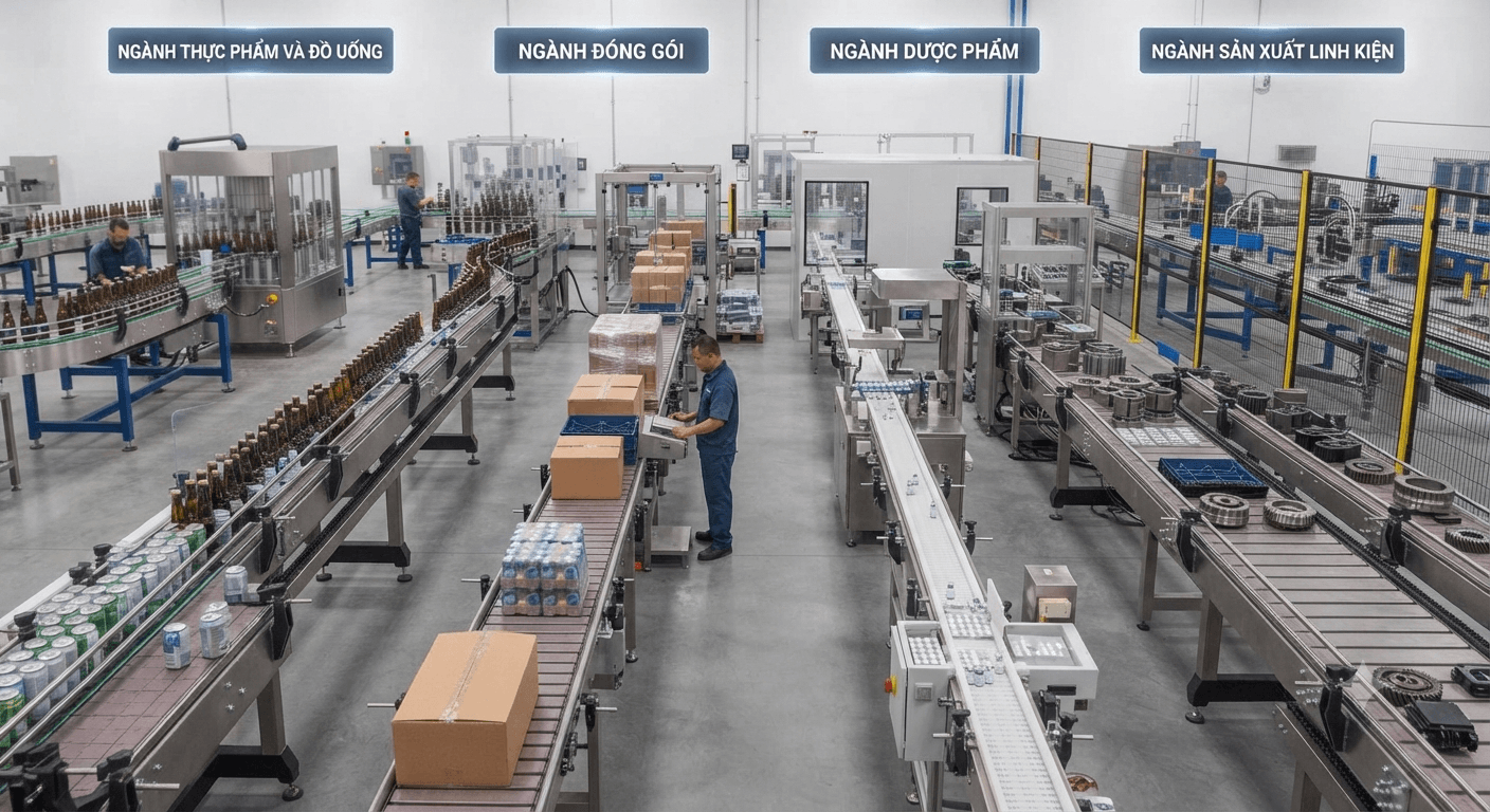 Ứng dụng của băng tải xích Slat trong sản xuất