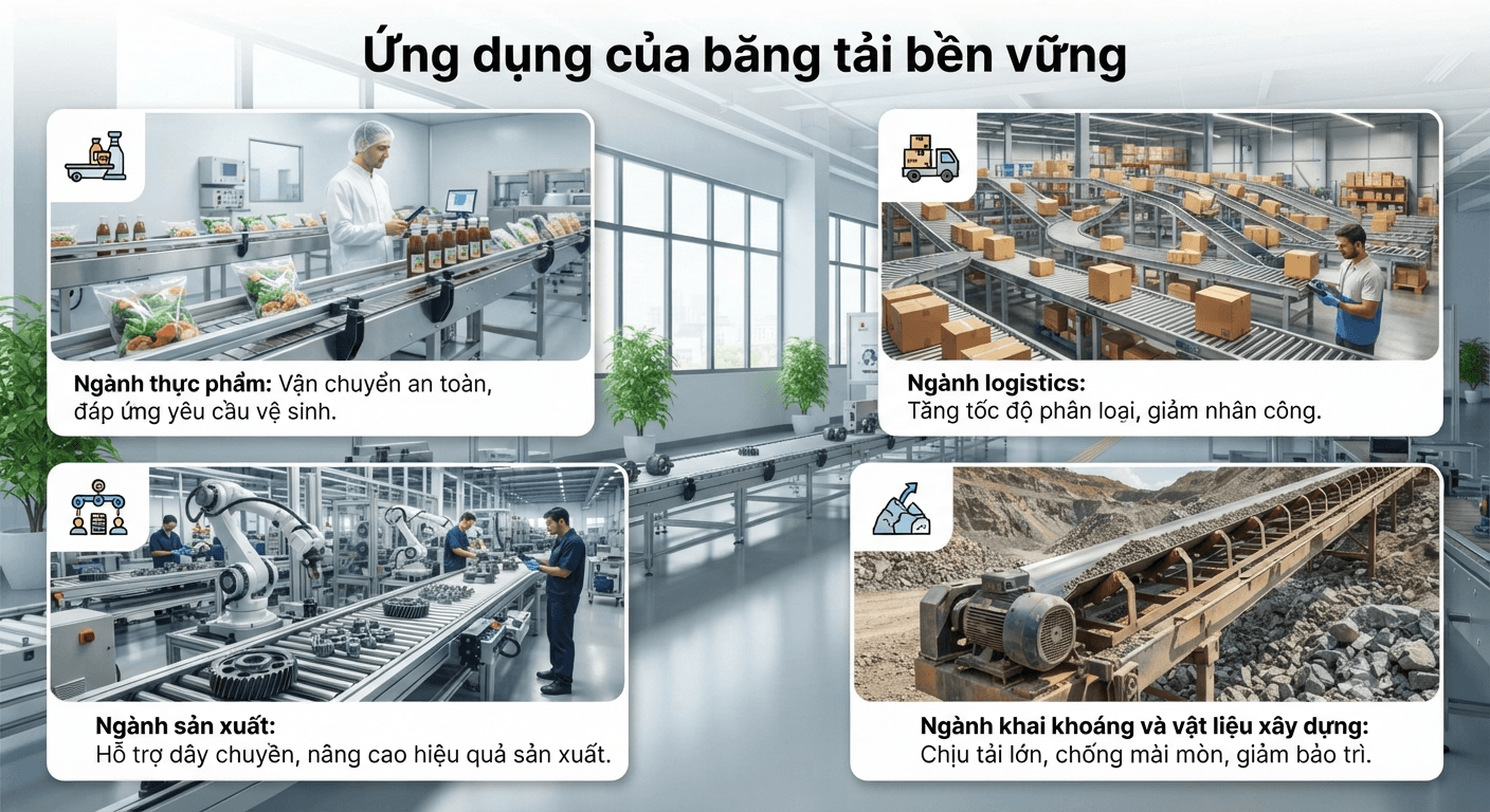 ứng dụng của băng tải bền vững