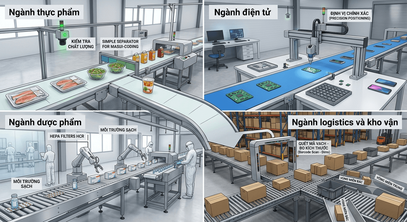 ứng dụng của băng tải thông minh trong sản xuất