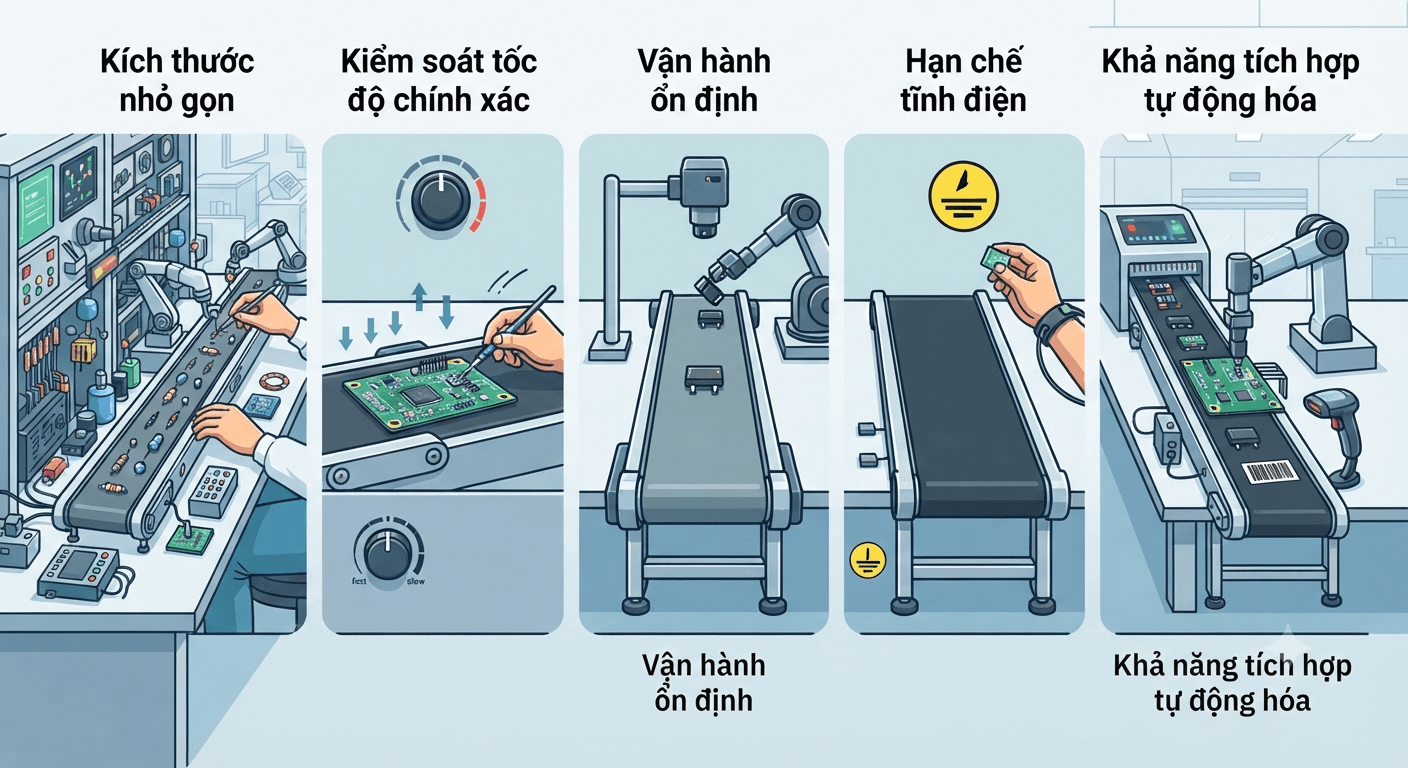 Yêu cầu kỹ thuật của băng tải mini điện tử