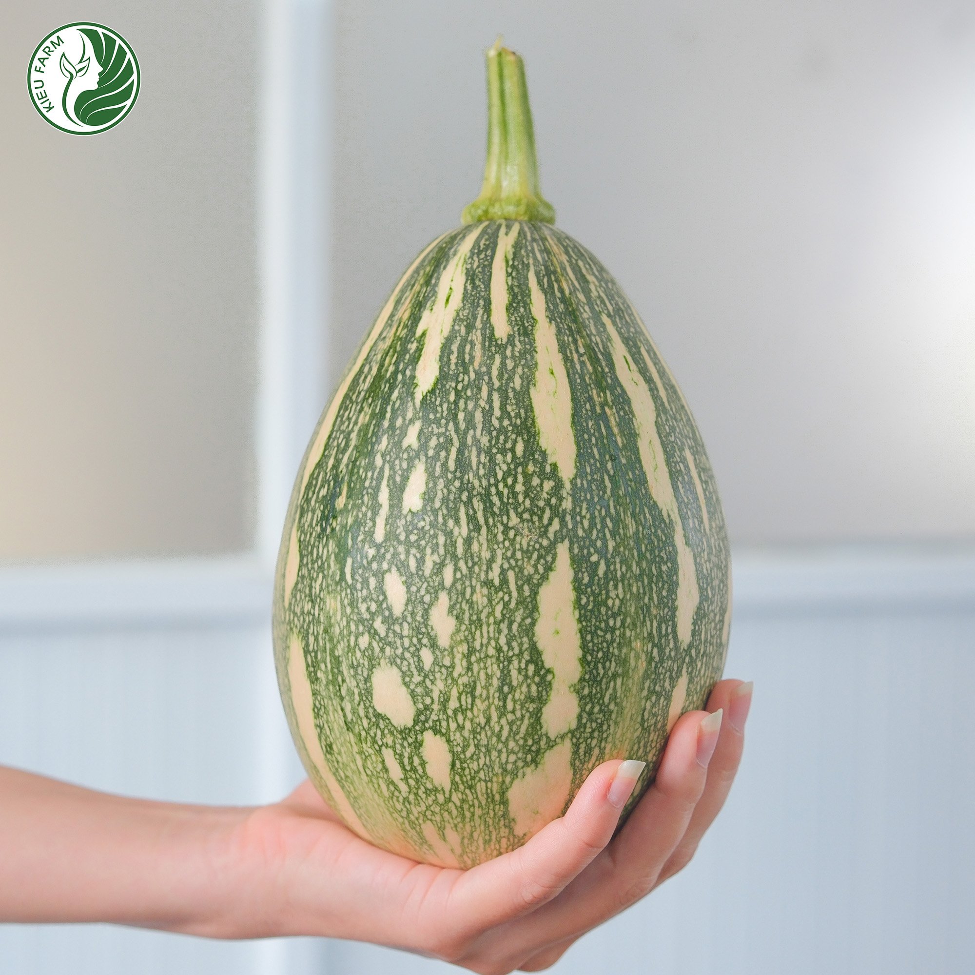 Bí ngô Kieufarm có lớp vỏ mỏng, mềm, dễ gọt.