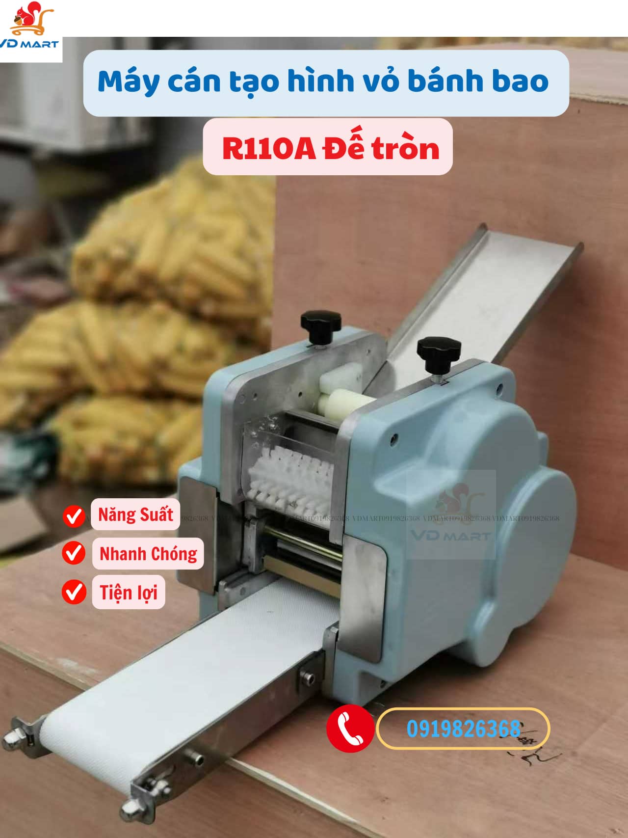 Máy cán bột tạo hình vỏ bánh bao