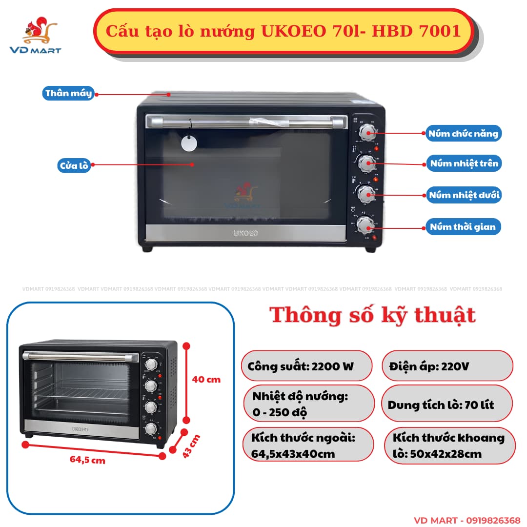 Lò nướng UKOEO 70l HBD 7001
