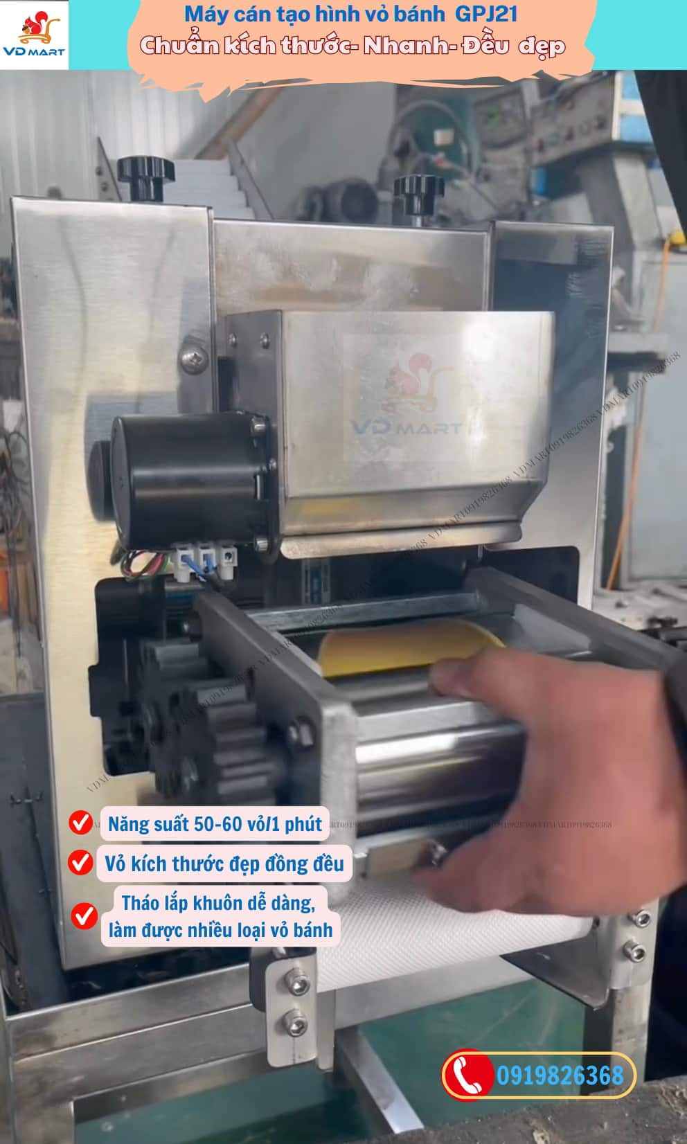 máy cán tạo hình bánh bao, sùi cảo, há cảo GPJ-21