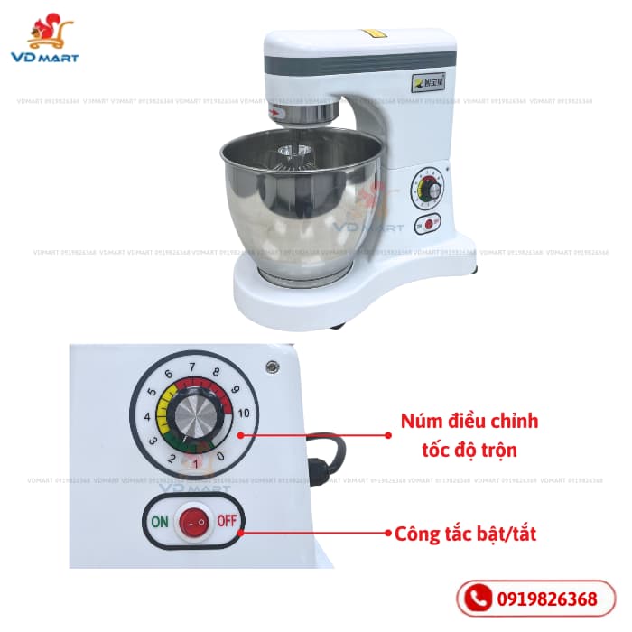 Máy đánh trứng nhồi bột Mixer 7l B7